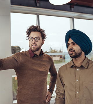 two men in a discussion