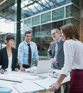 people in a corporate meeting